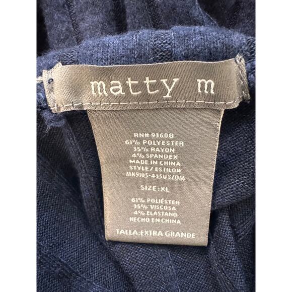 New MATTY M Men's Navy Mock Neck Ribbed Tunic Sweater Top Size XL - Picture 6 of 6